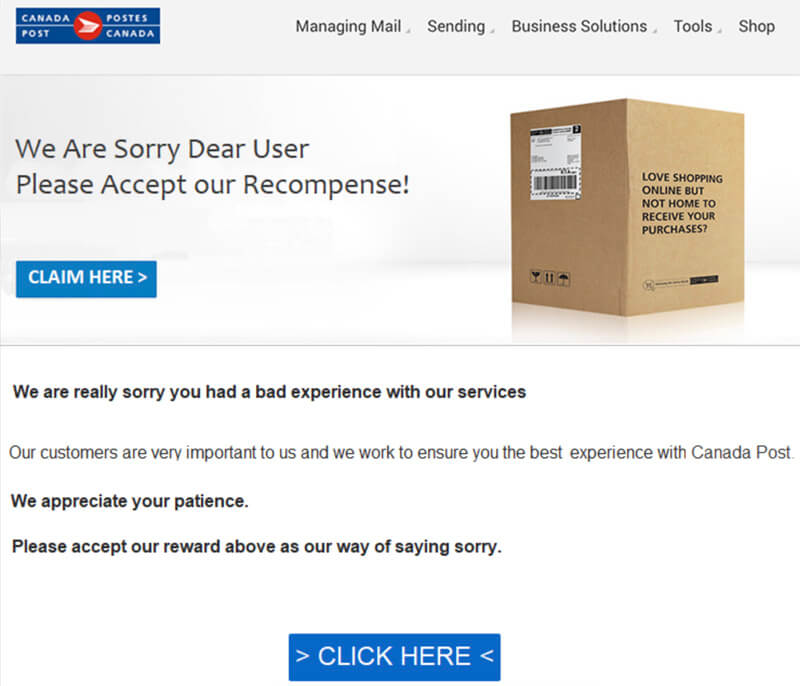 canada post sorry email